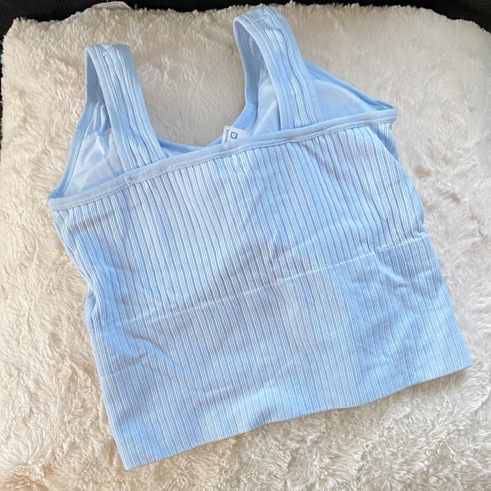 Light Blue Ribbed Tank Top - Picture 4 of 9
